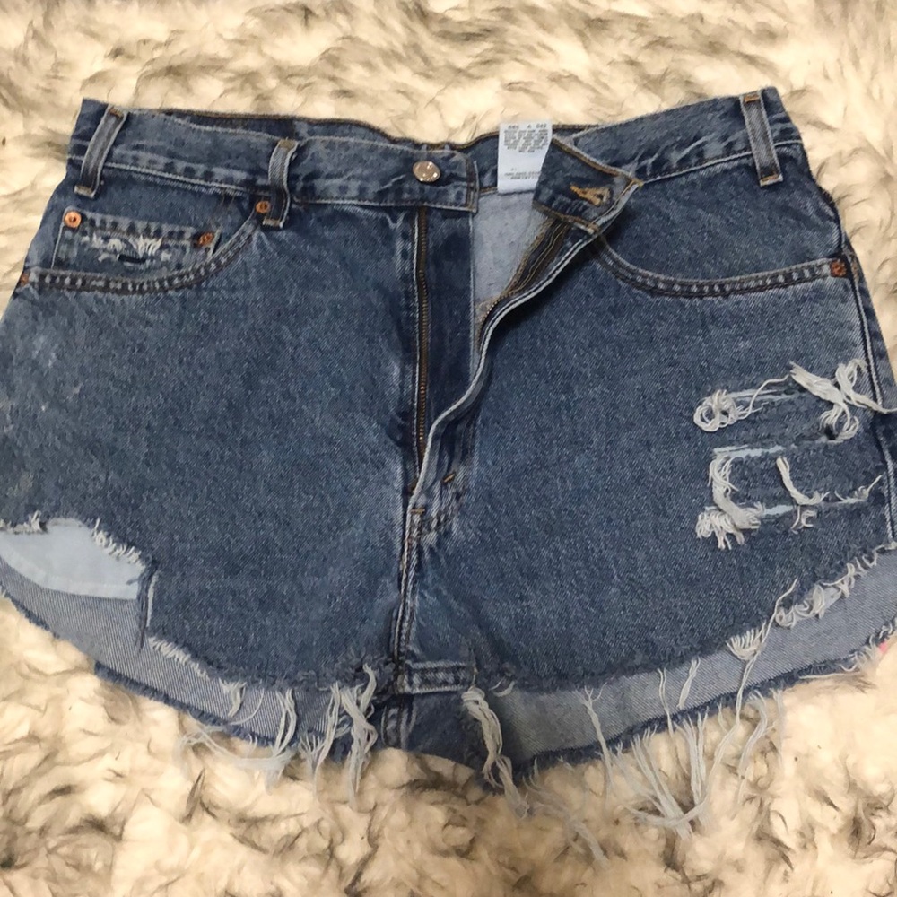 Distressed Levi Jean Shorts